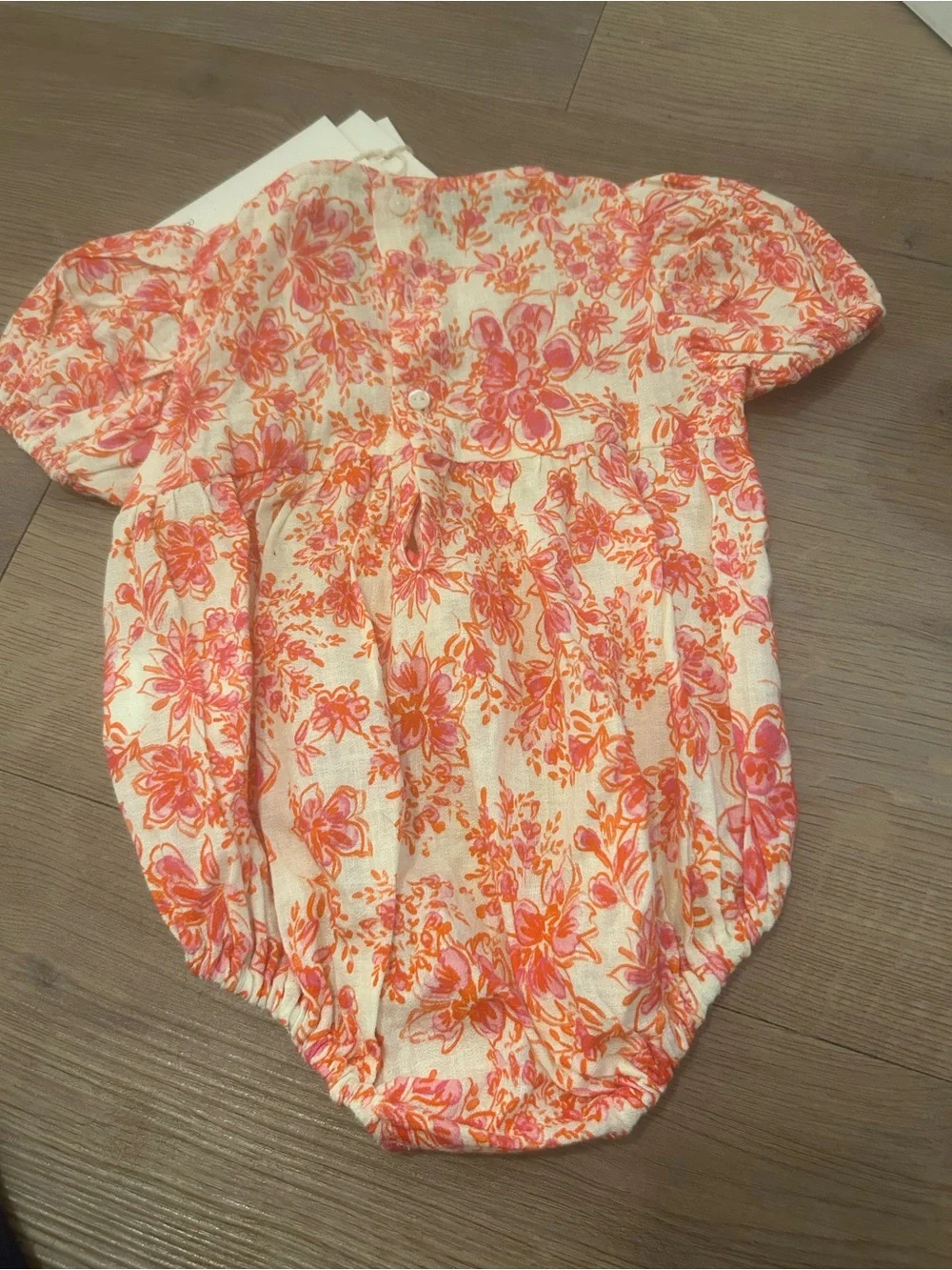 Baby Floral One-Piece Bodysuit in Pink and Orange